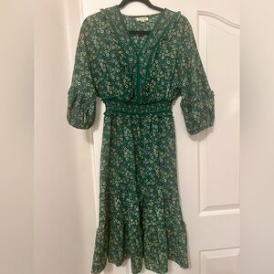 Max Studio green  Floral Midi Dress
